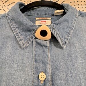 VINTAGE Cream & Black Enamel Triangle Button Cover